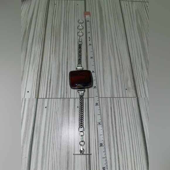 Agate gem handmade bracelet, Toggle clasp - Picture 6 of 14